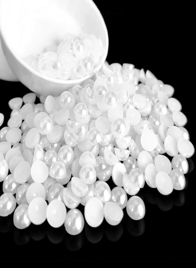 INDIKONB Half Cut Flat Back Pearls for Craft | Round White Moti with Flat Surface for DIY Art, Jewelry Making, Embellishments & Decorations (10MM) - Image 1
