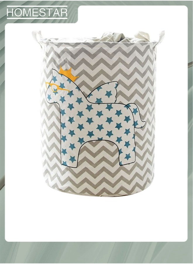 HOMESTAR Round Laundry Basket ,Storage Hamper Organizer Clothes Storage Foldable Fabric Basket with Handles Home Organization Solution Modern Sorter Container  - Image 1