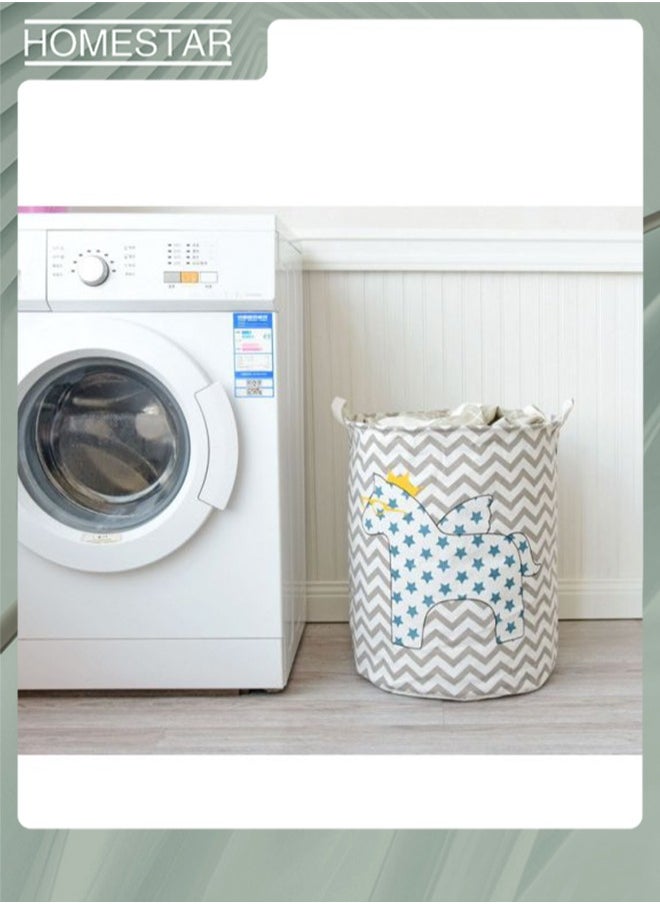 HOMESTAR Round Laundry Basket ,Storage Hamper Organizer Clothes Storage Foldable Fabric Basket with Handles Home Organization Solution Modern Sorter Container  - Image 3