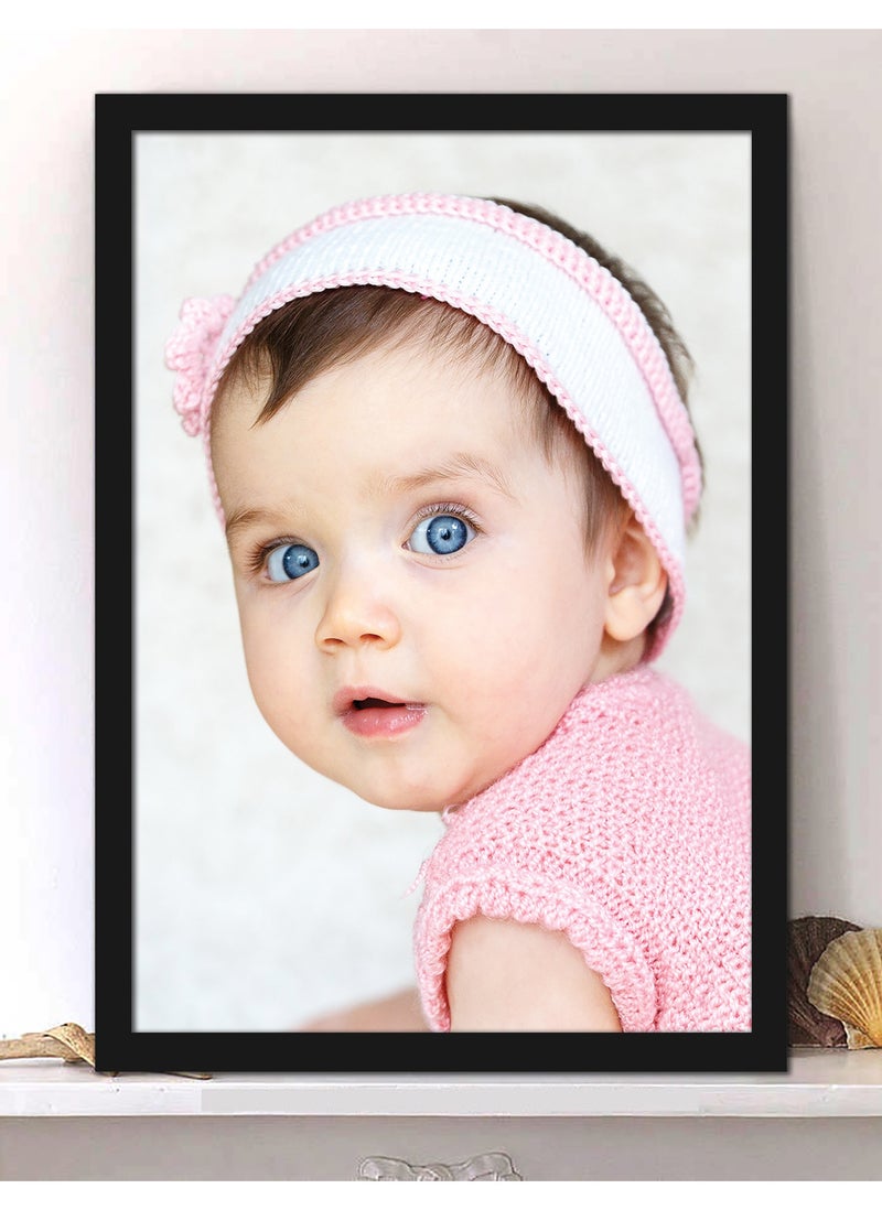 Spoil Your Wall Wall Posters with Cute Baby Girl in Pink Picture and Black Frame - Wall Arts Home Décor Photo Frames - 40x55cm by Spoil Your Wall - Image 1