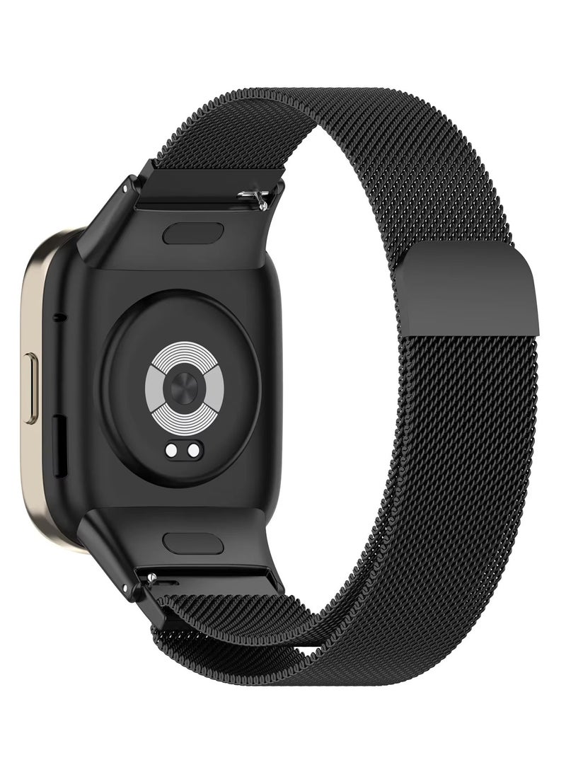 سوار بديل لساعة Xiaomi Redmi Watch 3 Lite/3 Active Band حزام مغناطيسي من الفولاذ المقاوم للصدأ حزام ساعة رياضي (أسود) - Image 3