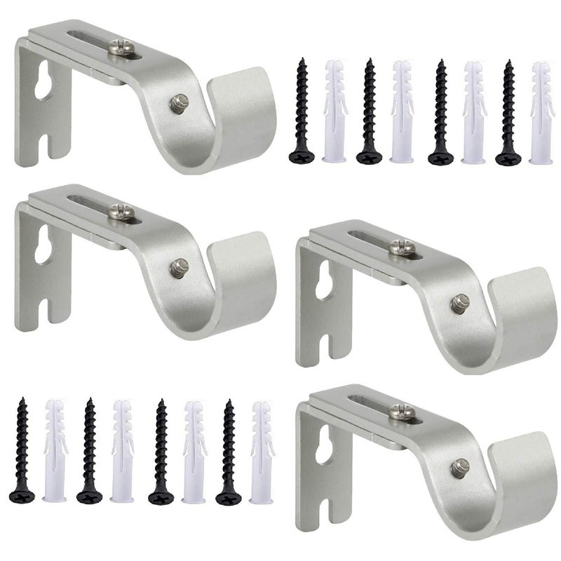 Anndason Heavy Duty Adjustable Curtain Rod Brackets Rod Holders for 1 Inch Rod Silver Color Set of 4Silver