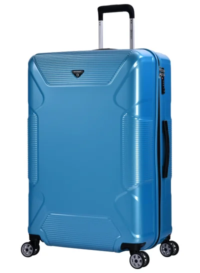 إيمينينت Hard Case Travel Bag Large Luggage Trolley Polycarbonate Lightweight Suitcase 4 Quiet Double Spinner Wheels With Tsa Lock KJ84 Bright Blue