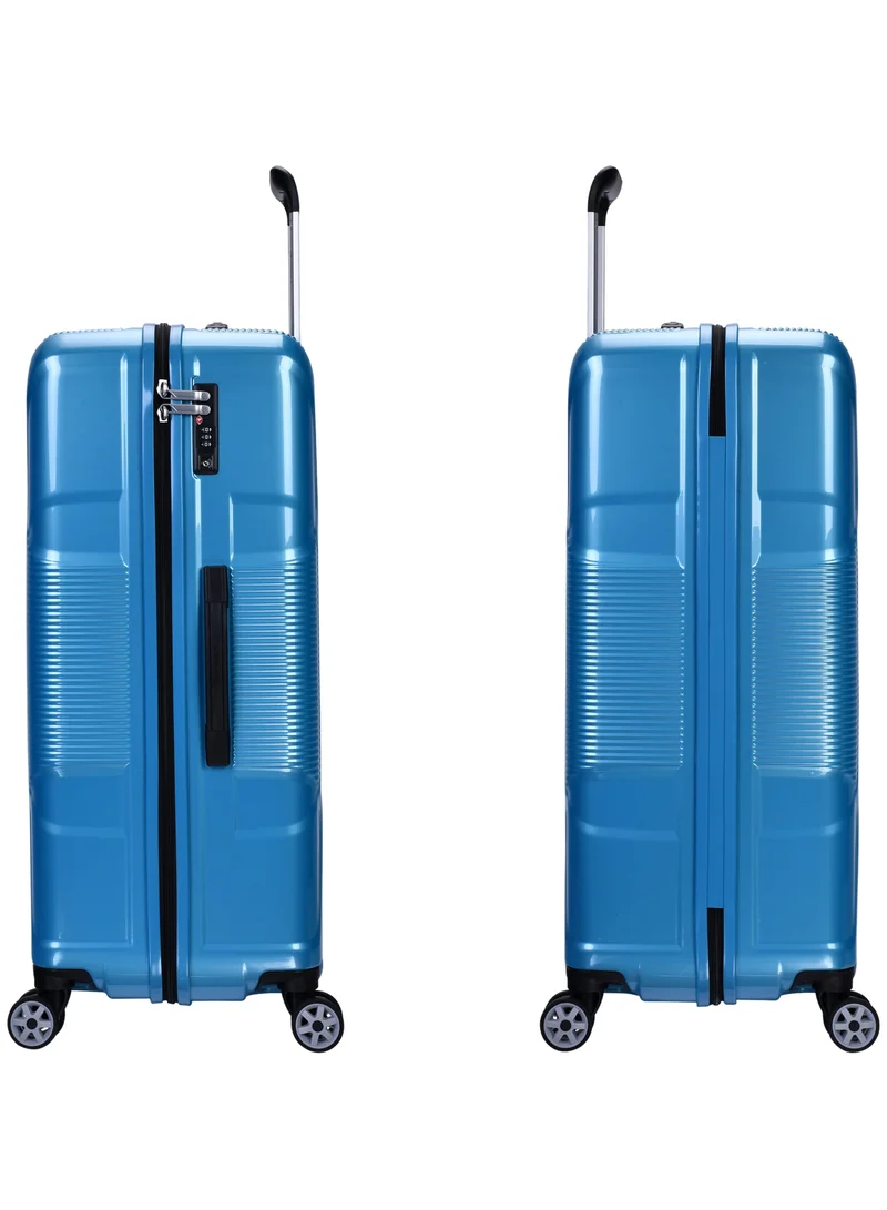 eminent Hard Case Travel Bag Large Luggage Trolley Polycarbonate Lightweight Suitcase 4 Quiet Double Spinner Wheels With Tsa Lock KJ84 Bright Blue