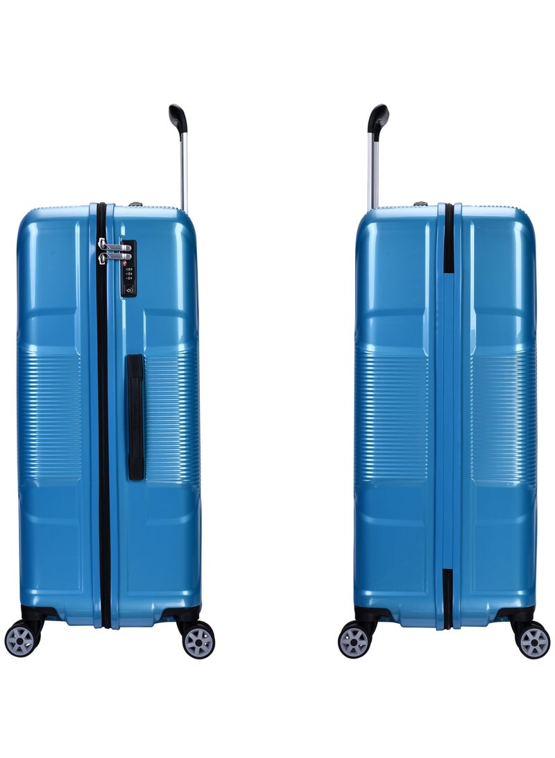 إيمينينت حقيبة سفر صلبة كبيرة بعجلات دوارة مزدوجة هادئة وقفل  بلون أزرق زاهٍ - Image 3