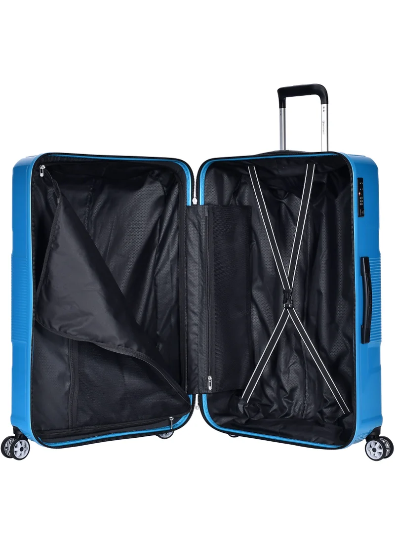 eminent Hard Case Travel Bag Large Luggage Trolley Polycarbonate Lightweight Suitcase 4 Quiet Double Spinner Wheels With Tsa Lock KJ84 Bright Blue