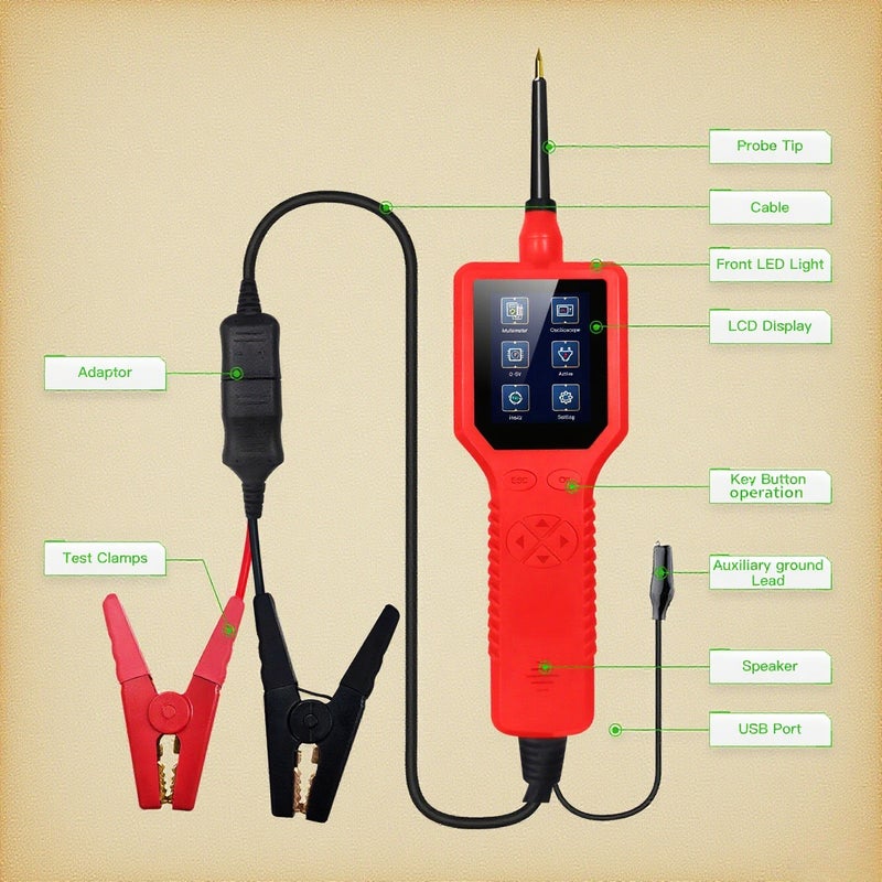 P100 Pro 9-30V Car Circuit Tester Automotive Circuit Diagnostic Tester 12V 24V Circuit Probe Kit Multimeter Digital Oscilloscope Parts Activation/0-5V Adjustable Power Supply/Multiple - Image 5