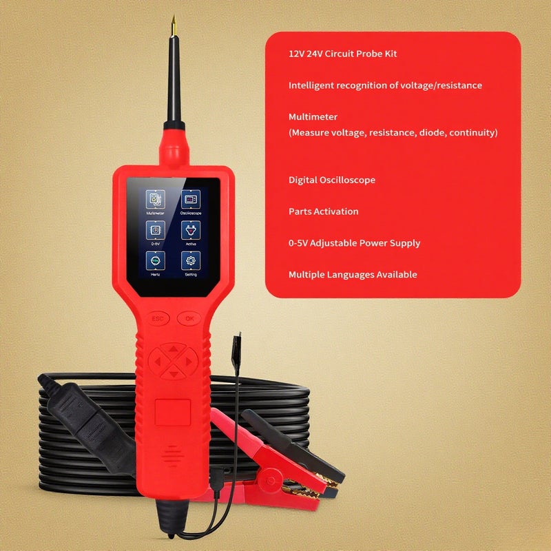 P100 Pro 9-30V Car Circuit Tester Automotive Circuit Diagnostic Tester 12V 24V Circuit Probe Kit Multimeter Digital Oscilloscope Parts Activation/0-5V Adjustable Power Supply/Multiple - Image 4