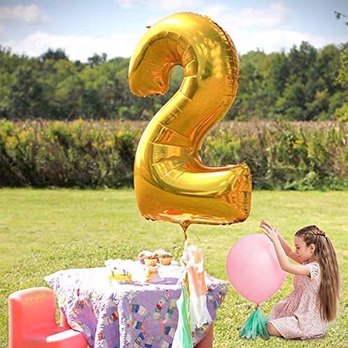 TONIFUL 40 Inch Gold Large Numbers Balloon 0-9 Birthday Party Decorations,Foil Mylar Big Number Balloon Digital 2 for Birthday Party,Wedding, Bridal Shower Engagement Photo Shoot, Anniversary - Image 5