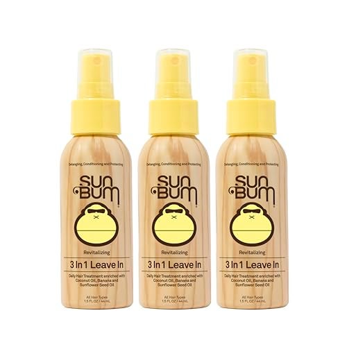 Sun Bum بلسم سون بوم المنعش 3 في 1 - مزيل تشابك مضاد للتجاعيد - مناسب للألوان مع حماية من الأشعة فوق البنفسجية - غني بزيت جوز الهند والموز - 1.5 أونصة (عبوة من 3) - Image 1
