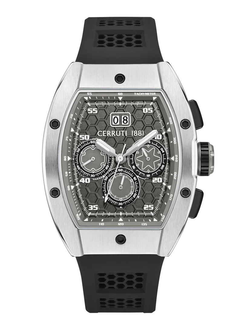 Ovaro Black Silicone Strap Chronograph Watch for Men, 51mm