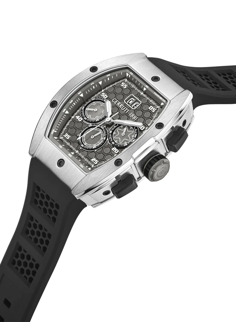 CERRUTI 1881 Ovaro Black Silicone Strap Chronograph Watch for Men, 51mm