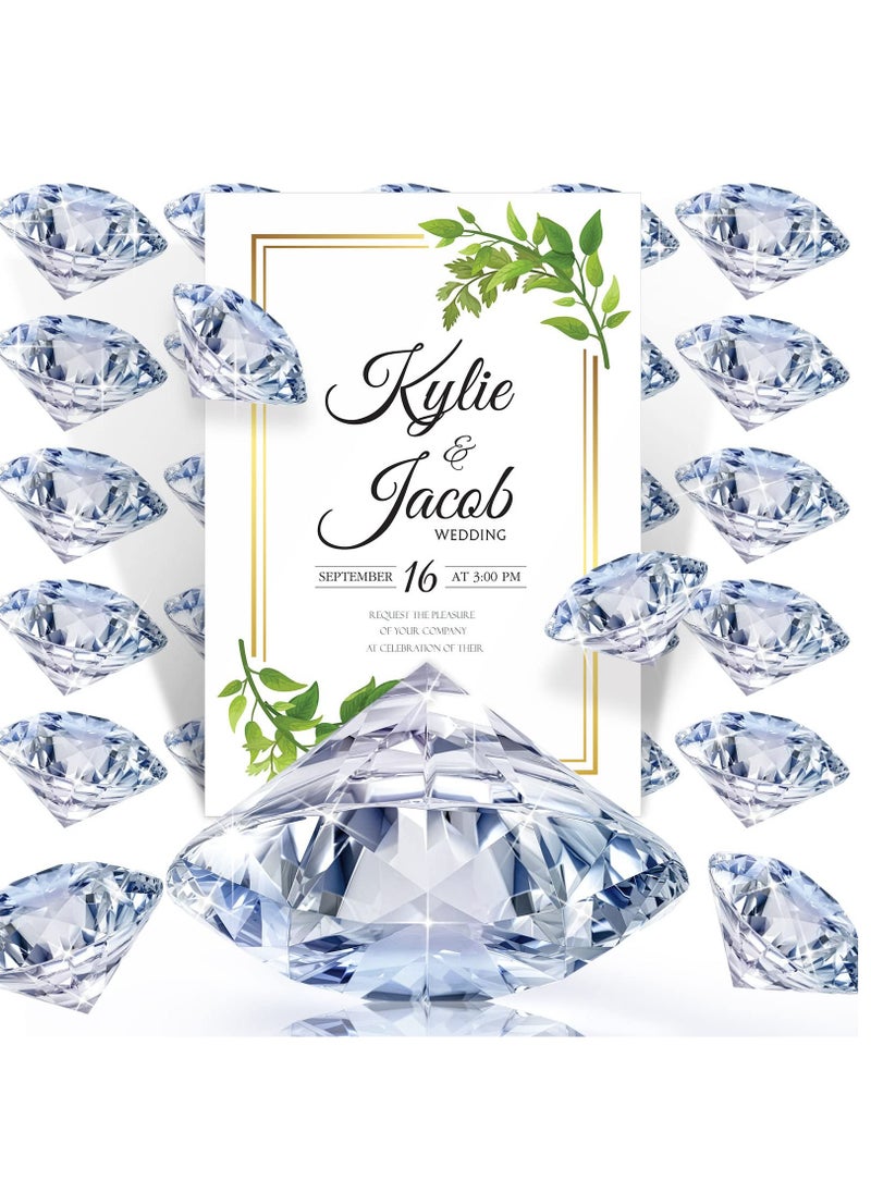 XiuWoo 12 Pieces Diamond Place Card Holders Wedding Table Number Holder Acrylic Crystal Table Card Stands Clear Tabletop Card Stands for Weddings Baby Shower Table Card Decoration,Transparent White  - Image 1