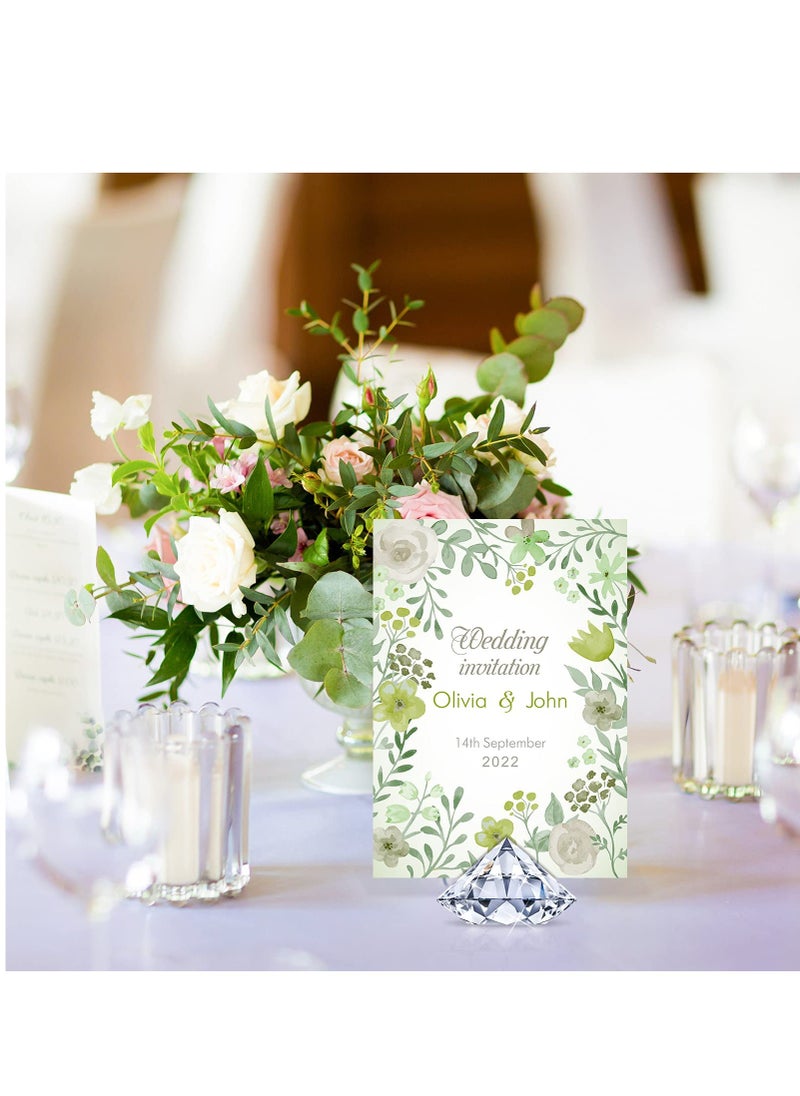 XiuWoo 12 Pieces Diamond Place Card Holders Wedding Table Number Holder Acrylic Crystal Table Card Stands Clear Tabletop Card Stands for Weddings Baby Shower Table Card Decoration,Transparent White  - Image 3