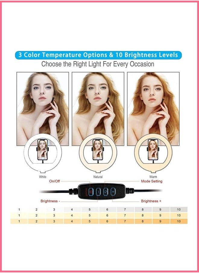ماركة غير محددة - عكس الضوء LED ستوديو ستوديو 3 أوضاع للضوء سيلفي حلقة ضوء مع حامل ثلاثي القوائم مع حامل هاتف خلوي لكاميرا الماكياج ، تصوير فيديو ، تصوير فيديو YouTube ، تصوير TikTok Vlog Live Stream متوافق. - Image 1