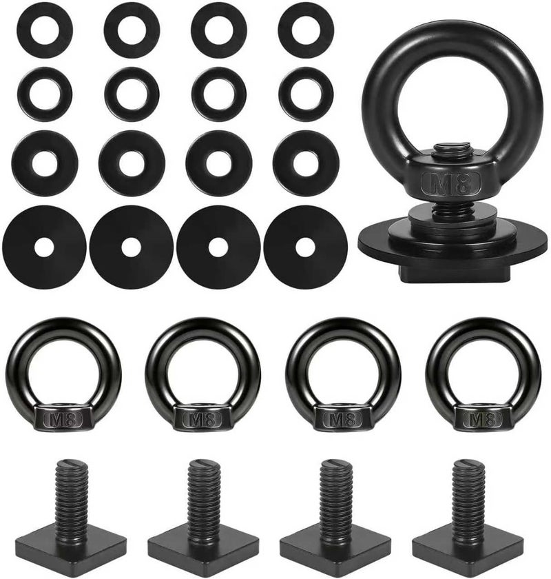 moroinriz T Track Mount Tie Down Anchor for Roof Rack, M8-1.25 Heavy Duty Ring Shaped Eye Bolt, Stainless Steel Bolt Nut Rings Holding Bungee Cord, Ropes, Hooks - Image 1