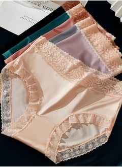Joychic 6-Piece Women Medium Waist Underwear Friendly Skin Quick-drying Breathable Briefs Slimming Elastic Lace Traceless Underpants Female Anti-bacterial Multicolour  - Image 1