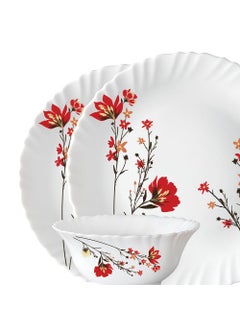 LARAH BY BOROSIL Larah by Borosil Fluted Series Chrys Red Opalware Dinner Set | 13 Piece for Family of 4 | Microwave & Dishwasher Safe | Bone-Ash Free | Crockery Set for Dining & Gifting | Plates & Bowls | White  - Image 3