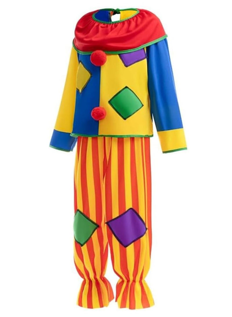 تابيت زي مهرج للأطفال لحفلات الهالوين، طقم أزياء مهرج مع شعر مستعار، زي سيرك للأولاد والبنات، ملابس سريعة الارتداء لحفلات الهالوين، أداء كرنفال، تنكر - Image 2