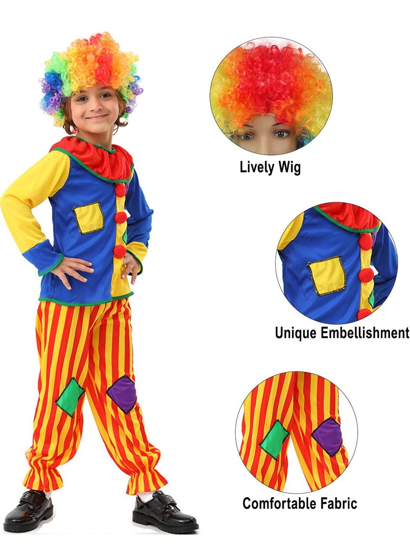 تابيت زي مهرج للأطفال لحفلات الهالوين، طقم أزياء مهرج مع شعر مستعار، زي سيرك للأولاد والبنات، ملابس سريعة الارتداء لحفلات الهالوين، أداء كرنفال، تنكر - Image 4
