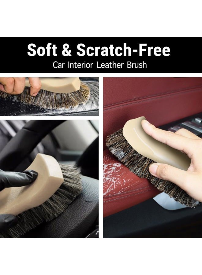YeewayVeh Long Bristle Horse Hair Brush for Leather, Versatile Leather Cleaning Brush for Car Interior Seat, Carpet, Upholstery, Furniture and Shoes - Image 4