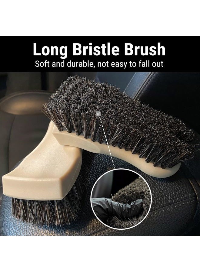 YeewayVeh Long Bristle Horse Hair Brush for Leather, Versatile Leather Cleaning Brush for Car Interior Seat, Carpet, Upholstery, Furniture and Shoes - Image 3