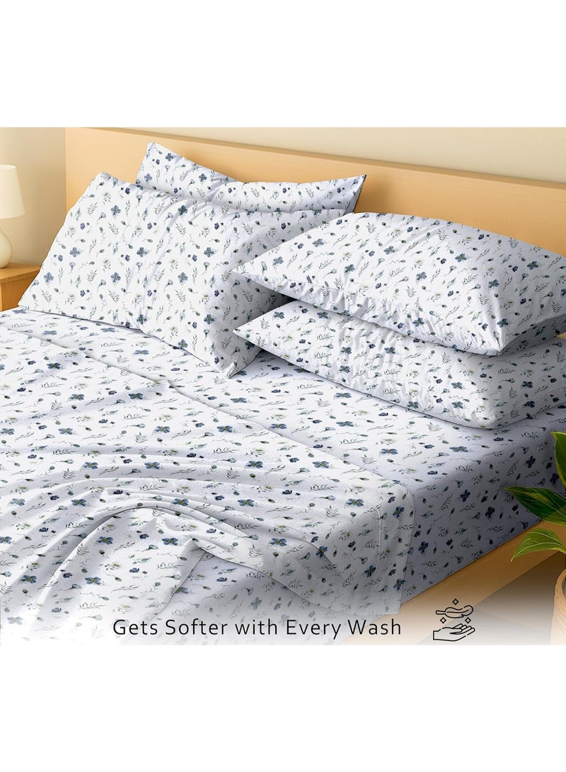 RUVANTI 6 Pcs Cotton Sheets - 100% Natural Cotton Soft, Lightweight & Breathable Crispy Percale Bed Sheets, Queen Sheet Set 16" Deep Pockets, Coastal Blue - Image 5