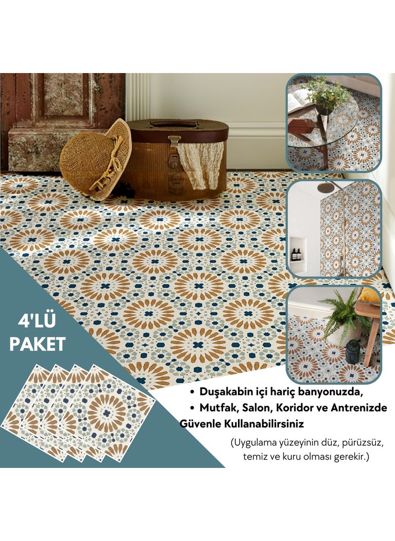 Technosmart 4 Pieces 30CM×30CM Self Adhesive Lvt Floor Wall Covering Kitchen Bathroom Tile Sticker  - Image 3