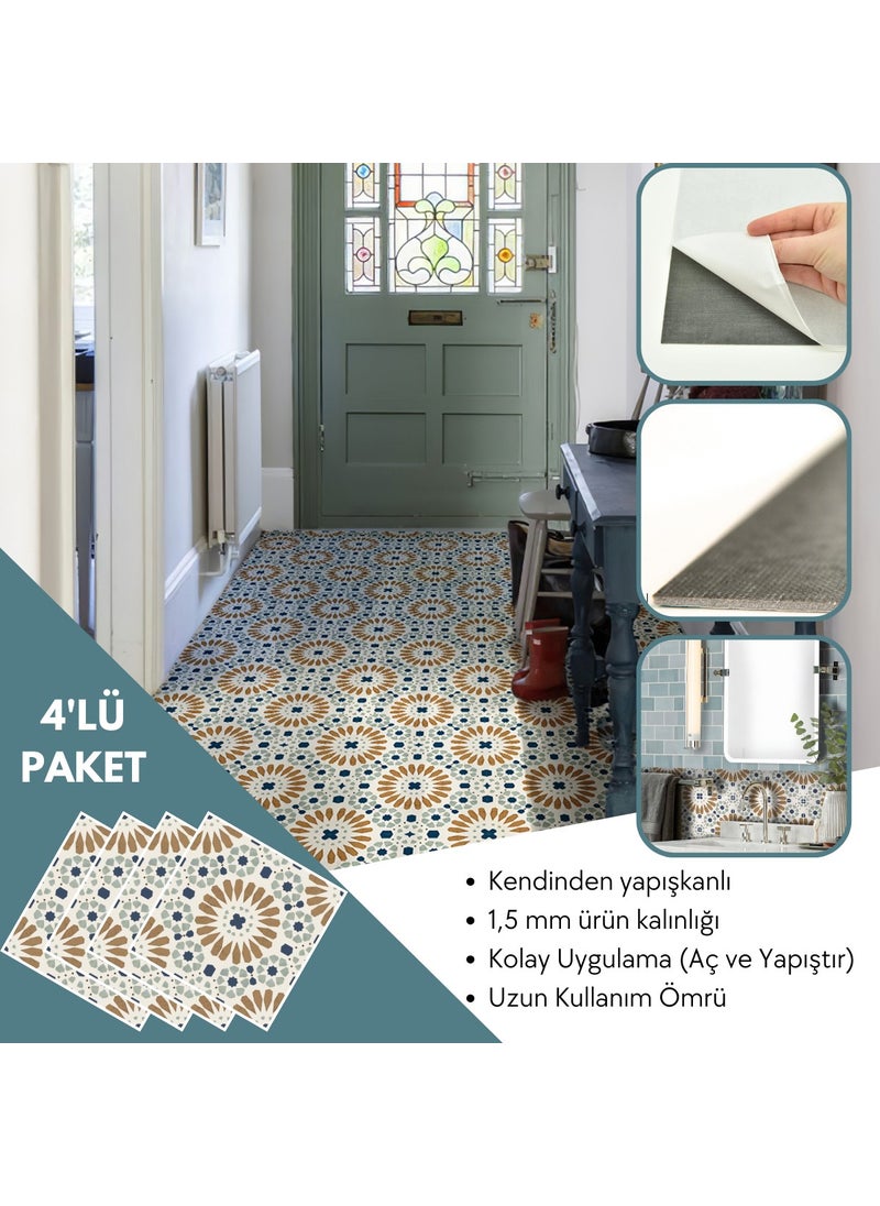 Technosmart 4 Pieces 30CM×30CM Self Adhesive Lvt Floor Wall Covering Kitchen Bathroom Tile Sticker  - Image 1