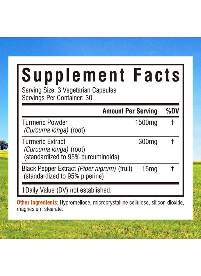 Innate Vitality Turmeric Curcumin Supplement 1800mg with Black Pepper Extract 95% Curcuminoids, Extra Strength & Enhanced Absorption, Joint Support, Healthy Inflammatory Response, Antioxidant, 90 Caps  - Image 2