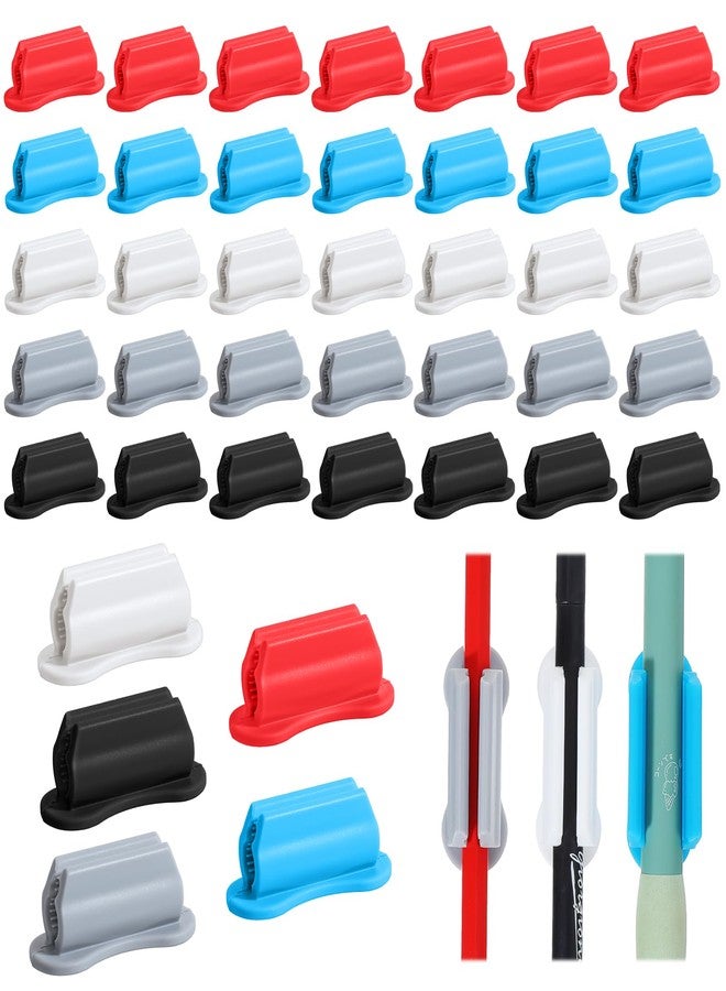 Caeuiciw 40 Packs Adhesive Pencil Holders for Desk Upgraded Pen Holder for Desk Silicone Flexible Adhesive Pen Marker Organizer Clipboard Classroom School Office Accessories Teacher Supplies - Image 1