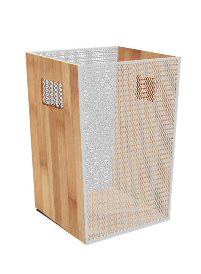 Jiofaviu Bamboo Wooden Trash Can with Mesh, Unique Office Decorative Wastebasket, Wood Garbage Can for Bedroom, Bathroom, Laundry Room, Kitchen, Office, Dorm (Natural, 5 Gallons) - Image 1