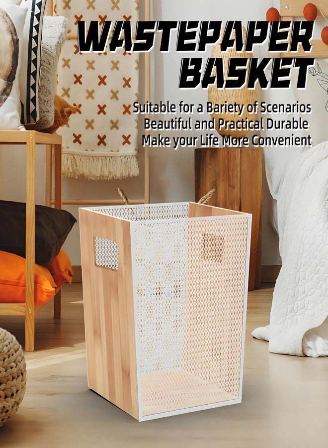 Jiofaviu Bamboo Wooden Trash Can with Mesh, Unique Office Decorative Wastebasket, Wood Garbage Can for Bedroom, Bathroom, Laundry Room, Kitchen, Office, Dorm (Natural, 5 Gallons) - Image 2
