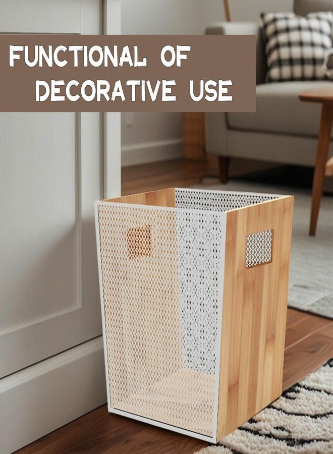 Jiofaviu Bamboo Wooden Trash Can with Mesh, Unique Office Decorative Wastebasket, Wood Garbage Can for Bedroom, Bathroom, Laundry Room, Kitchen, Office, Dorm (Natural, 5 Gallons) - Image 5