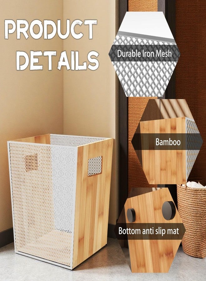 Jiofaviu Bamboo Wooden Trash Can with Mesh, Unique Office Decorative Wastebasket, Wood Garbage Can for Bedroom, Bathroom, Laundry Room, Kitchen, Office, Dorm (Natural, 5 Gallons) - Image 3