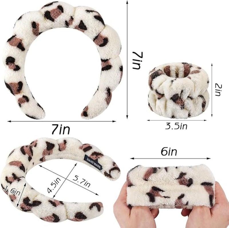 Infispace Facial Spa Headband for Women | Stylish Makeup and Face Wash Hair Band With Wrist Towel | Beauty Skincare Hairband (Leopard Print, Free Size) - Image 3