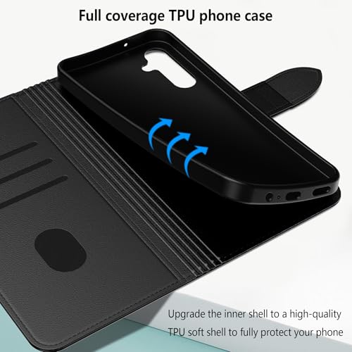 Aiziki for Samsung Galaxy S25 Plus Case, PU Leather Flip Cover Wallet Protector with id Holder Card Slots Magnetic Closure Protective Phone Cover for Galaxy S25 Plus Wallet Case, Black - Image 2