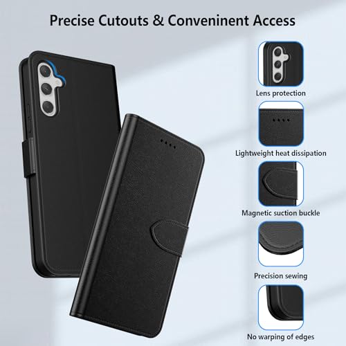 Aiziki for Samsung Galaxy S25 Plus Case, PU Leather Flip Cover Wallet Protector with id Holder Card Slots Magnetic Closure Protective Phone Cover for Galaxy S25 Plus Wallet Case, Black - Image 5