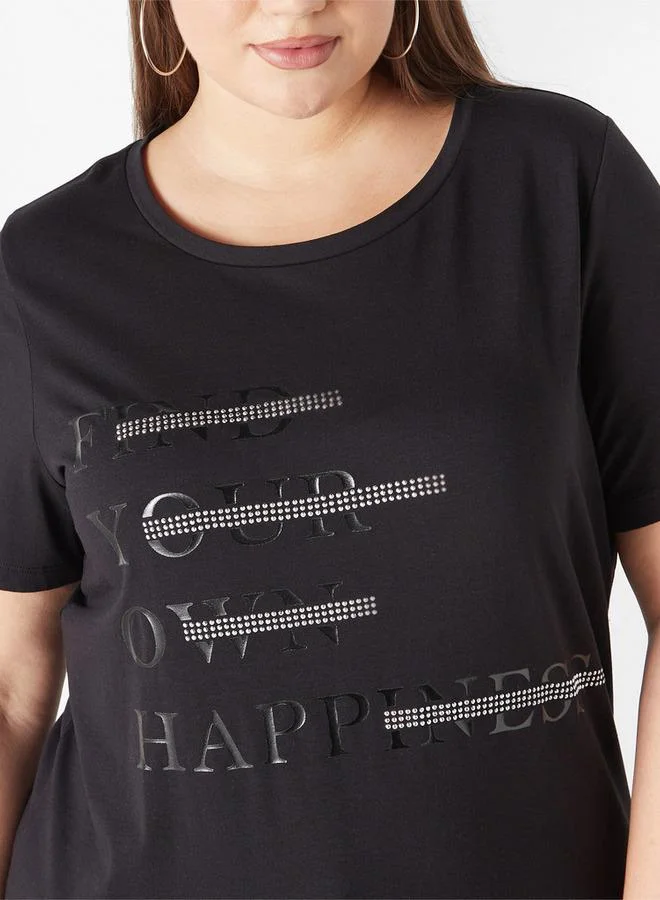  أولا بوبكن تيشيرت مقاس كبير بياقة مستديرة وأكمام قصيرة وطبعات من أولا بوبكن