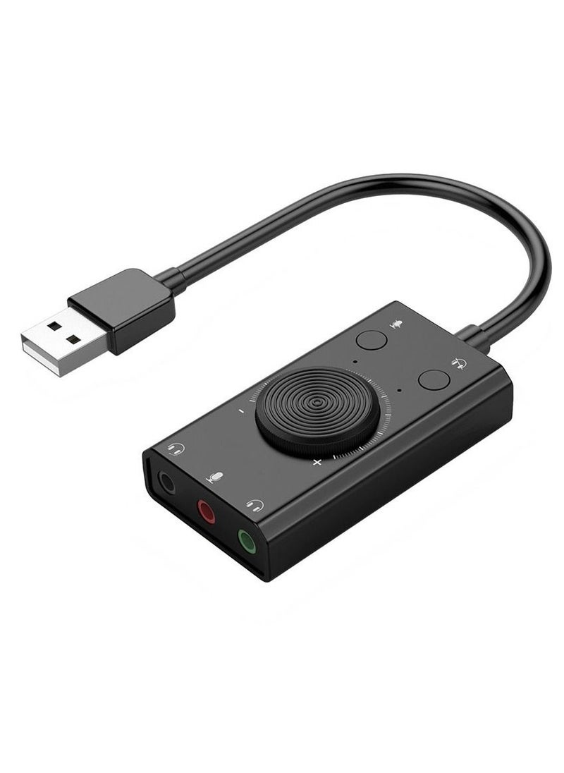 Generic Portable USB Sound Card for Microphone Earphone 2 in 1 With 3 Port Output Volume Adjustable External For Windows Mac Linux  - Image 1