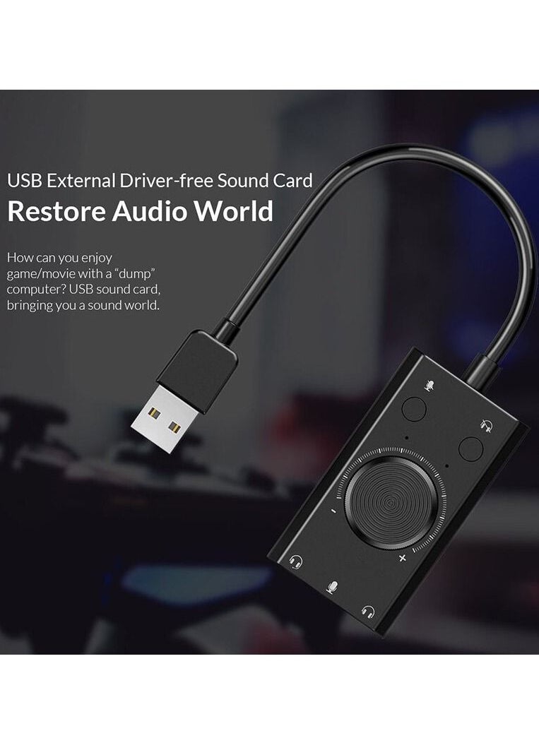 Generic - Portable USB Sound Card for Microphone Earphone 2 in 1 With 3 Port Output Volume Adjustable External For Windows Mac Linux - Image 1