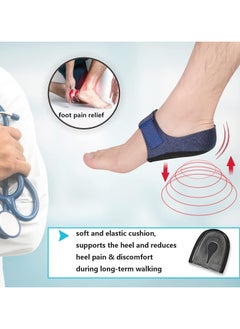 Halamine Heel Cushion, Plantar Fasciitis Socks with Arch Support, Gel Heel Cups for Heel Pain Plantar Fasciitis, Heel Pads Great for Aching Feet, Bone spur, Cracked Heel Repair, Relieve Pain Fast ,1Pair, Blue  - Image 5