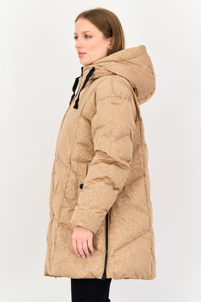 GEOX Women Allover Print Parka jacket, Brown - Image 2