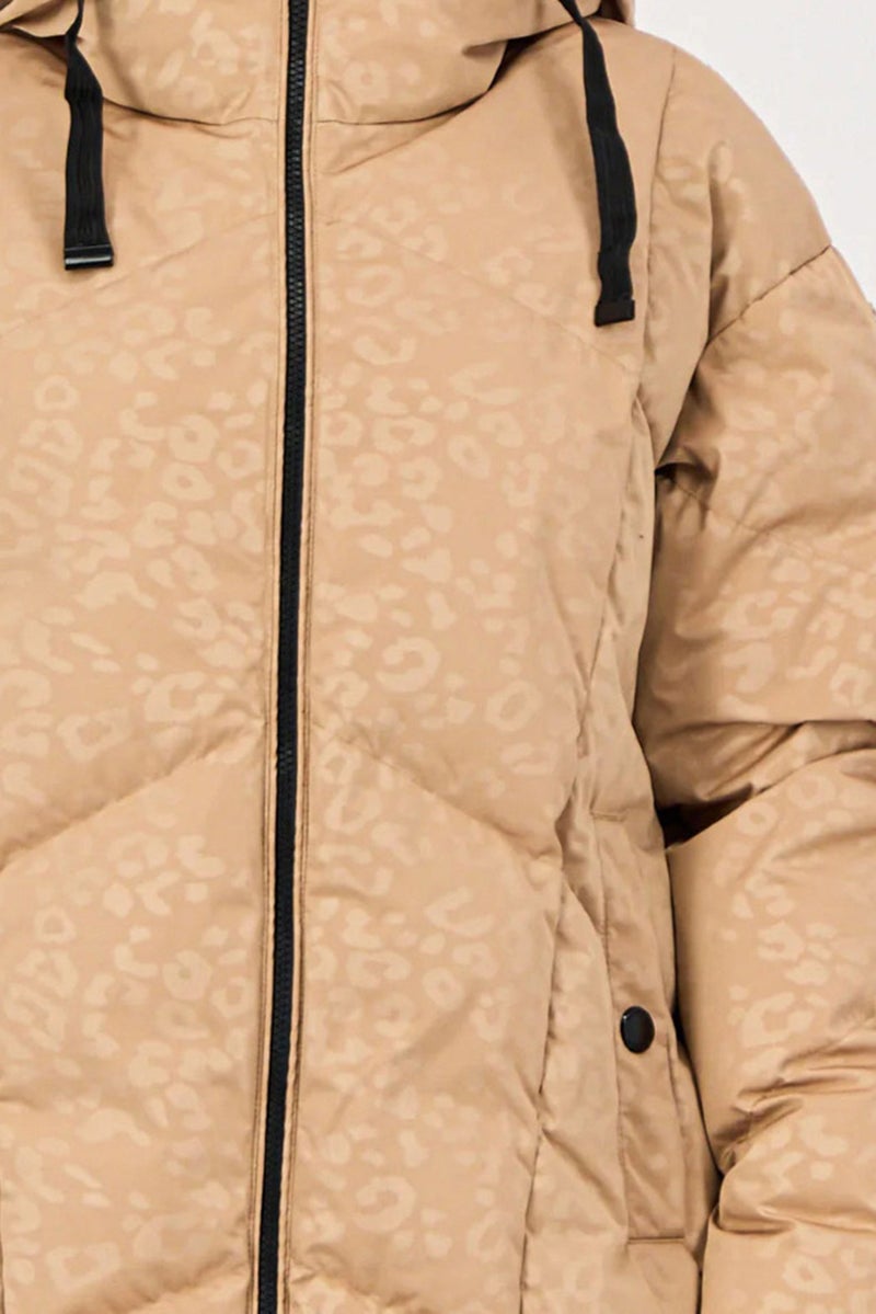 GEOX Women Allover Print Parka jacket, Brown - Image 5