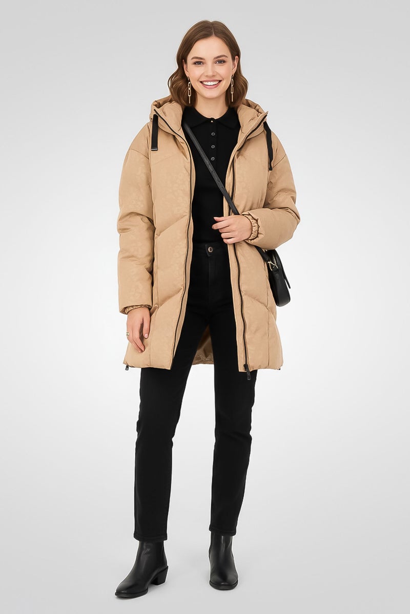 GEOX Women Allover Print Parka jacket, Brown - Image 2