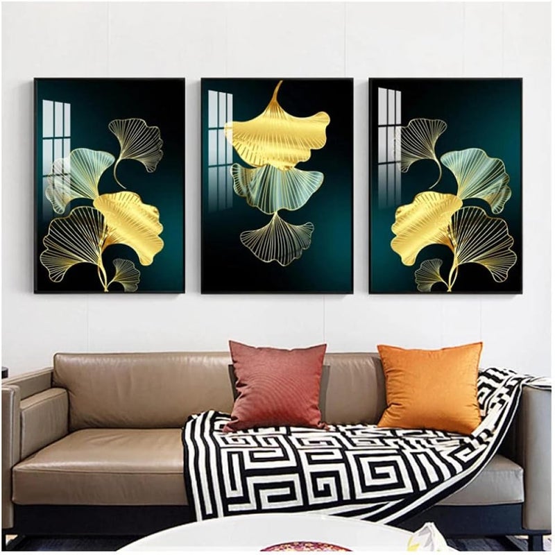 BPA Nordic Luxury Blue Gold Ginkgo Leaf Decoration Pictures Modern Art Prints Wall Painting Living Room Decor Posters Aesthetic - Image 3
