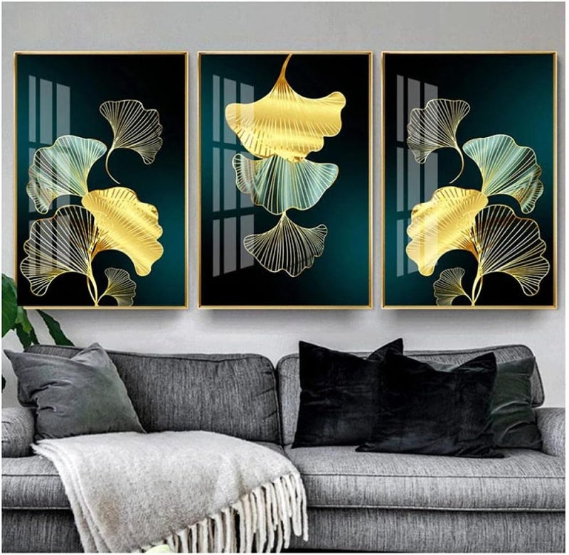 BPA Nordic Luxury Blue Gold Ginkgo Leaf Decoration Pictures Modern Art Prints Wall Painting Living Room Decor Posters Aesthetic - Image 2