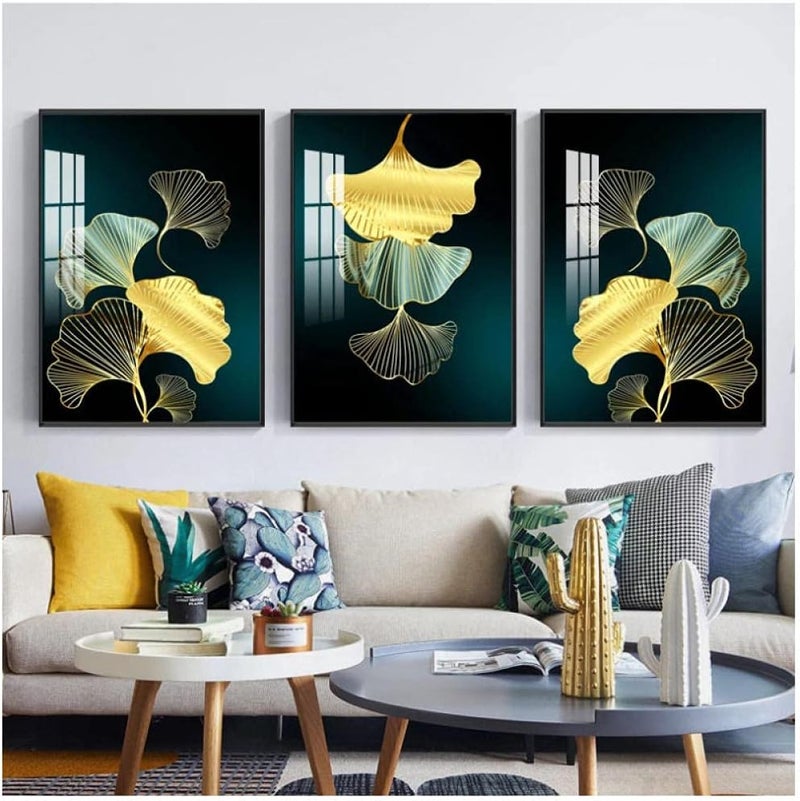 BPA Nordic Luxury Blue Gold Ginkgo Leaf Decoration Pictures Modern Art Prints Wall Painting Living Room Decor Posters Aesthetic - Image 4