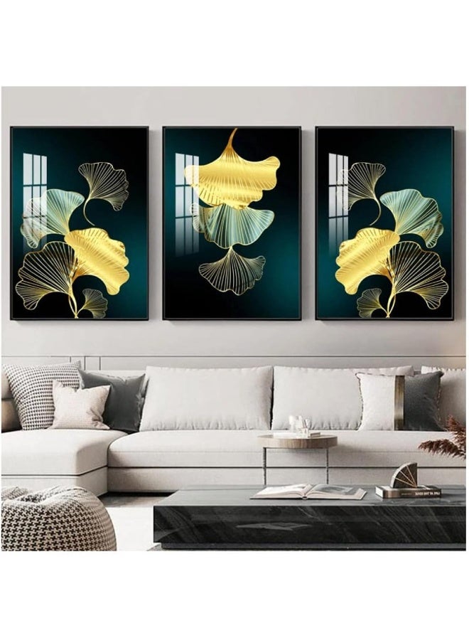 BPA Nordic Luxury Blue Gold Ginkgo Leaf Decoration Pictures Modern Art Prints Wall Painting Living Room Decor Posters Aesthetic - Image 1
