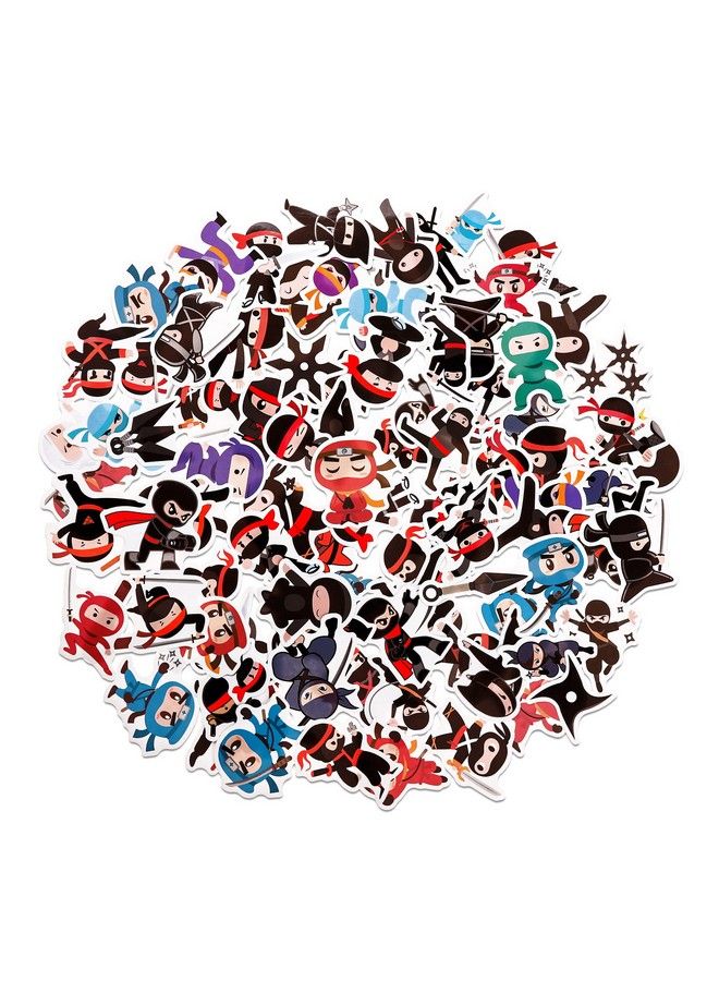 Cleverplay 100 Pack Ninja Stickers For Kids Ninja Party Favors Vinyl Waterproof Stickers For Water Bottle Laptop Computer Phone - Image 1